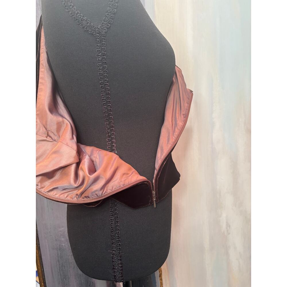 Ann Taylor Silk Blend Velvet One Shoulder Top Brown Asymmetrical Cocktail Sz 6 - Picture 5 of 9